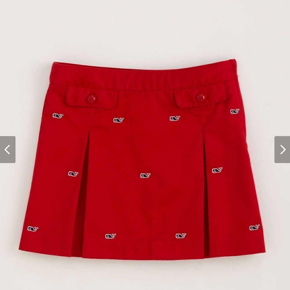 Vineyard Vines girls red embroidered whales pleated skirt
